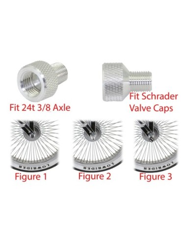 Adaptor Axle Valve Cap 3/8x24T Chrome.